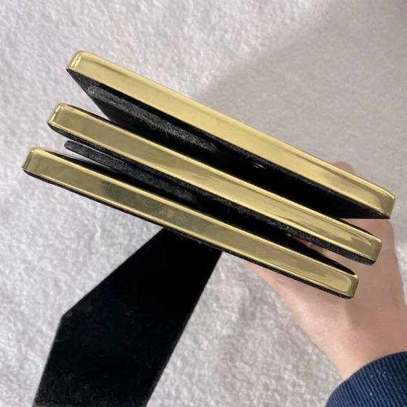 Vintage Gold Brass Tone Diagonal Ribbed Texture Picture Frames X3 - Picture 5 of 13